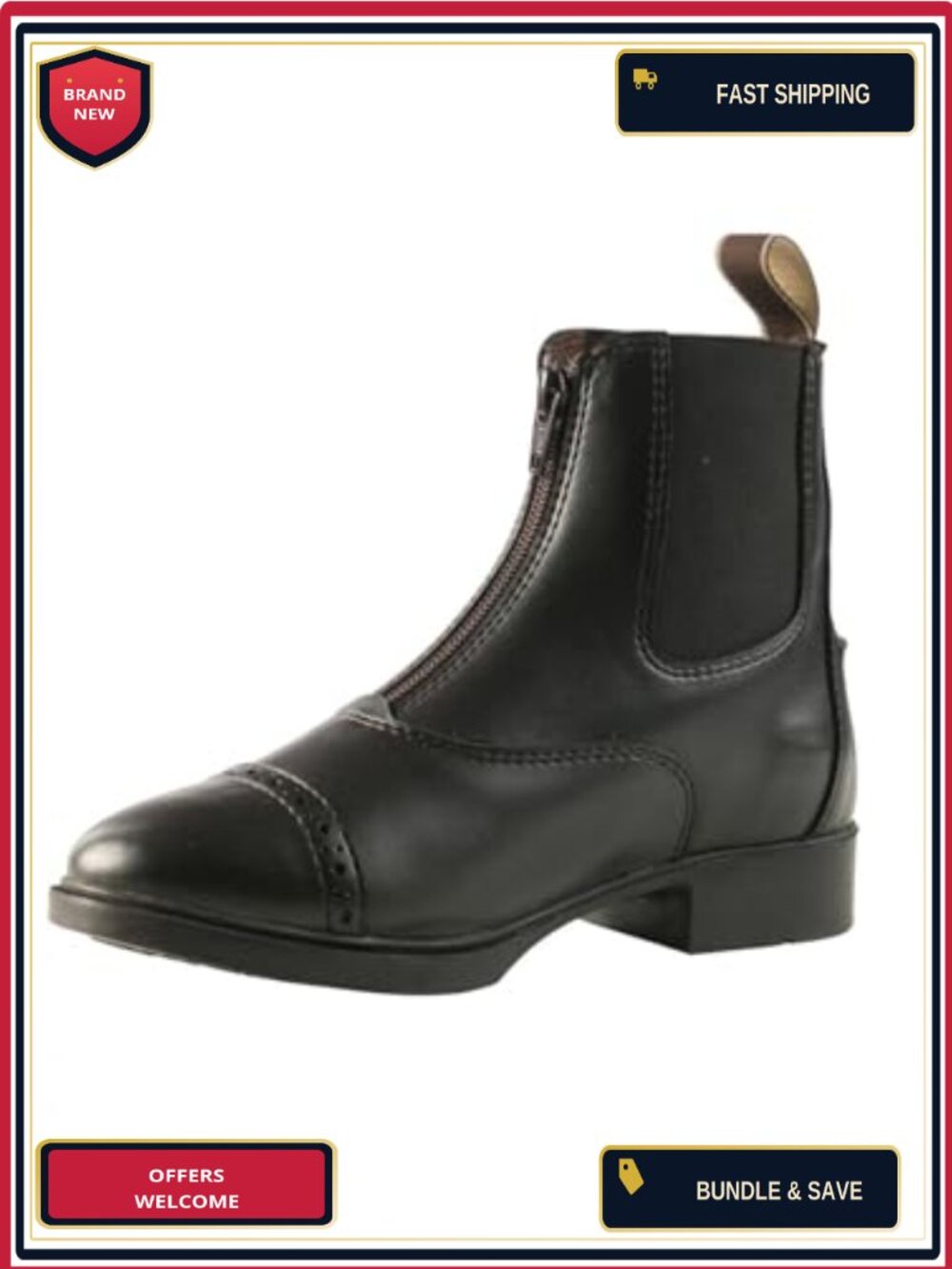 Womens Paddock Boots Faux Leather Zip Equestrian Riding Ankle Boots